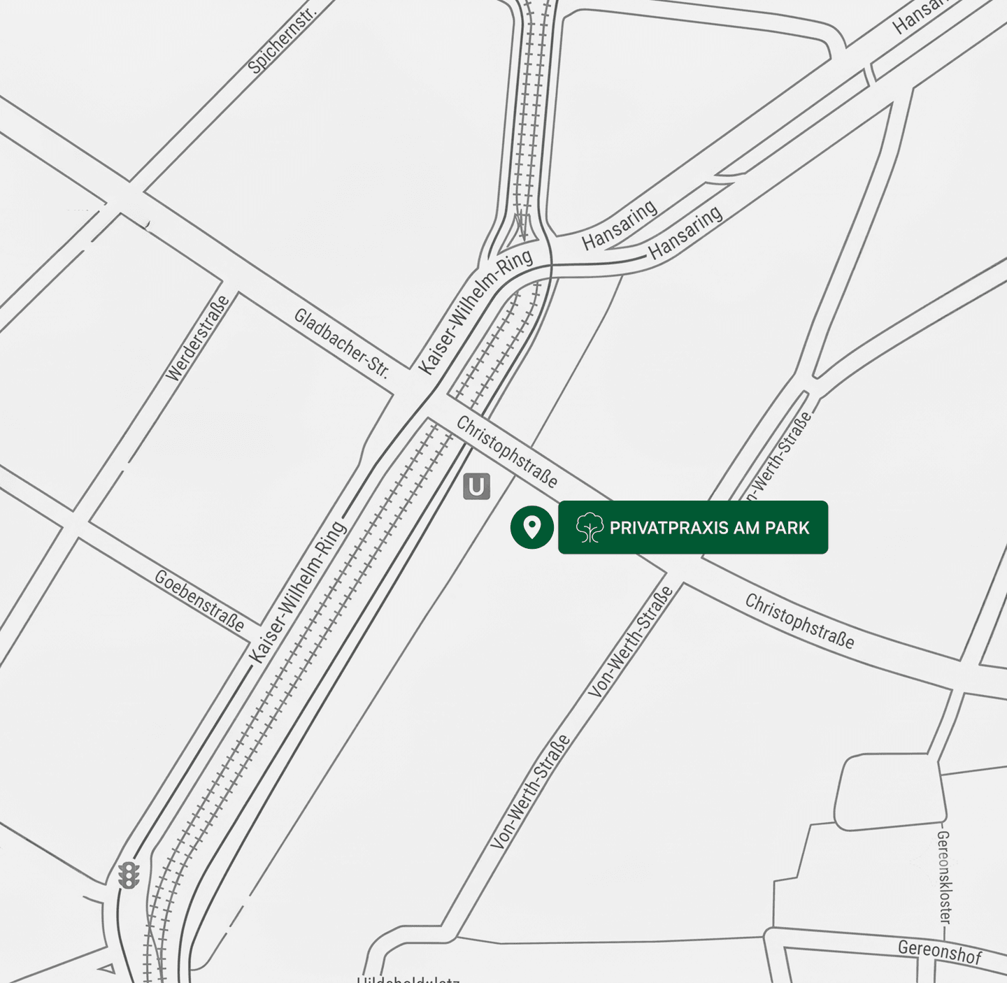 Lageplan der Praxis am Kaiser-Wilhelm-Ring in Köln