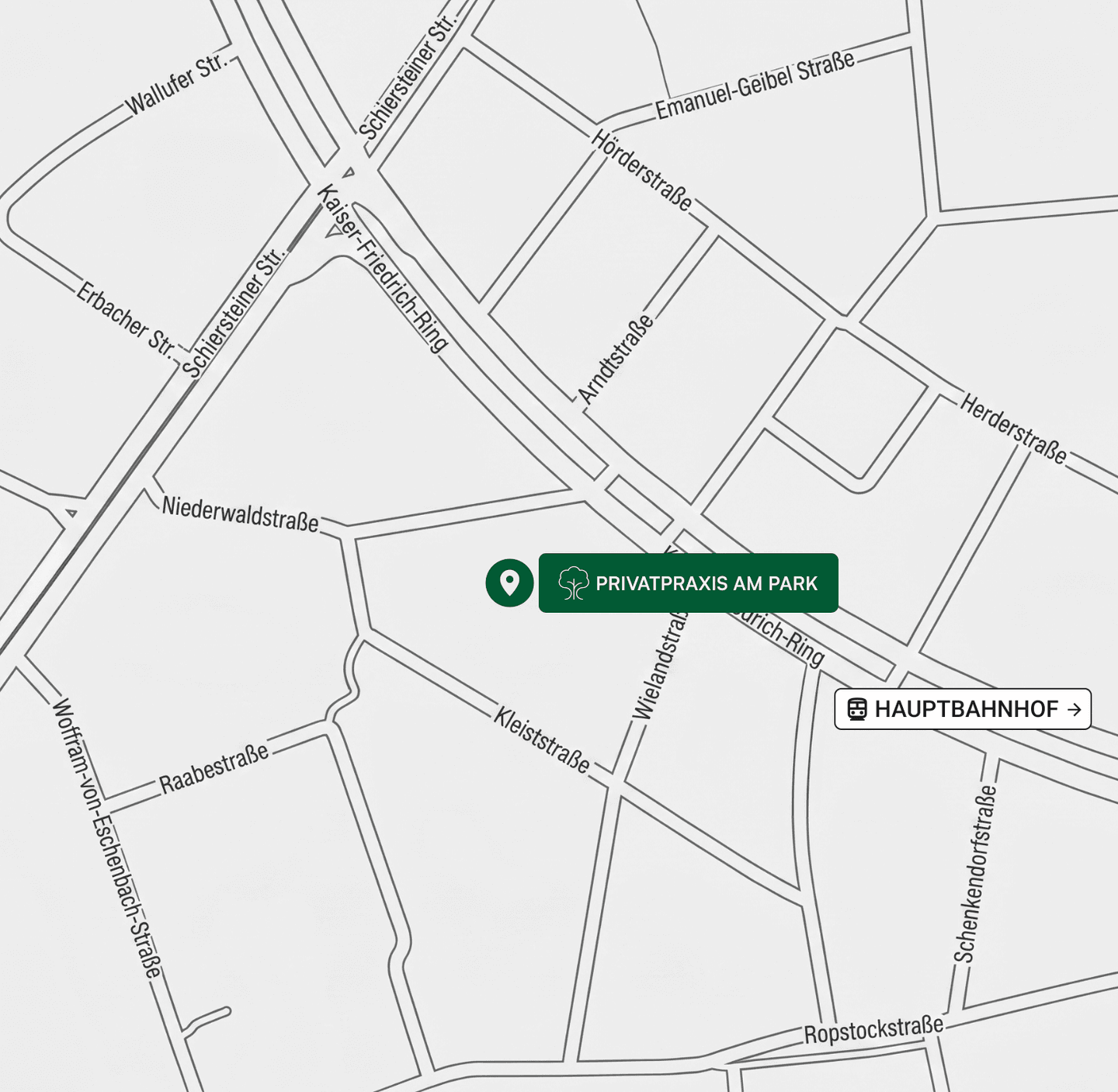 Lageplan der Praxis am Kaiser-Friedrich-Ring in Wiesbaden